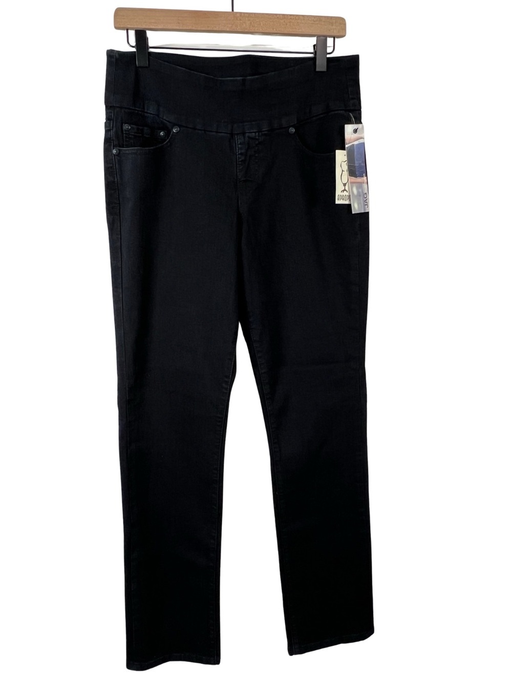 Jag Peri Jeans Pull On High Rise Straight Black Womens 8 NWT